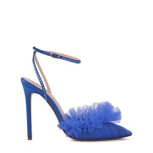 Andrea Wazen 105mm Franca Glitz Ruffle Tulle Pumps Size EU36.5/US6.5 $695